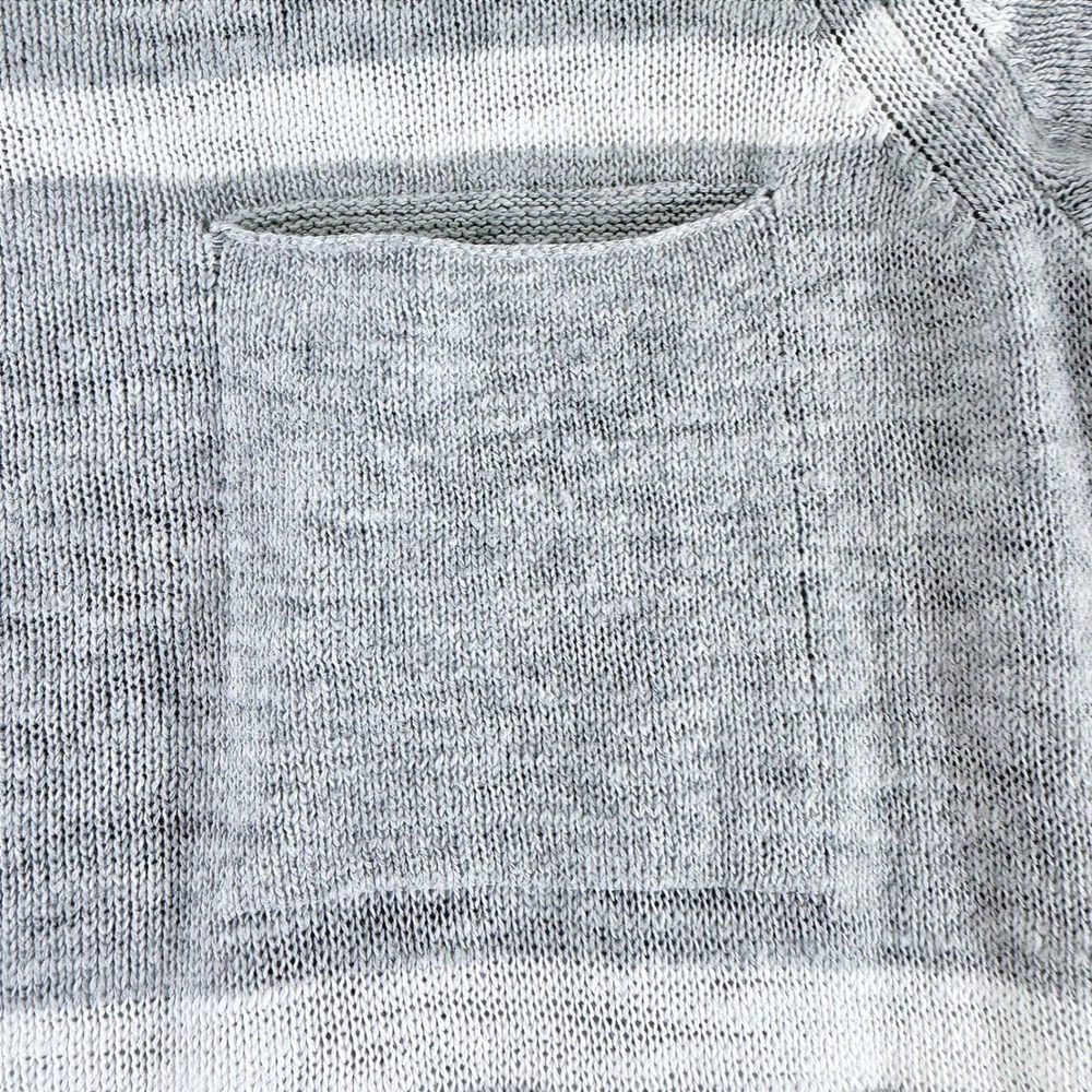 GAP Women's Grey White Stripe Short Sleeve Knit Sweater Medium 100% Cotton - Picture 4 of 11